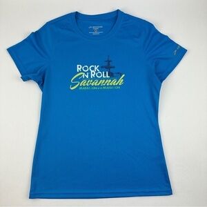 Brooks Running Tshirt Womens Medium Blue Savannah Marathon 2013